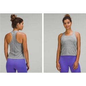 Lululemon Swiftly Tech Racerback Tank Top 2.0 Hip Length - Slate/White - Size 8